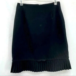 Versailles Women’s Pencil Skirt Small Black Pleated Hem Lined Back Zipper